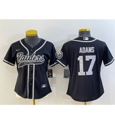 Women's Las Vegas Raiders #17 Davante Adams Black With Patch Cool Base Stitched Baseball Jersey(Run Small)