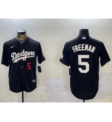 Men's Los Angeles Dodgers #5 Freddie Freeman Number Black Cool Base Jersey