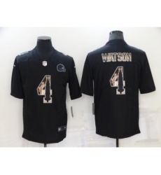 Men's Cleveland Browns #4 Deshaun Watson Black Statue of Liberty Limited Stitched Jersey