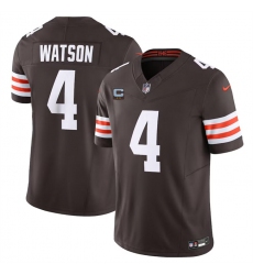 Men's Cleveland Browns #4 Deshaun Watson Brown 2024 F.U.S.E. With 2-Star C Vapor Untouchable Limited Stitched Jersey