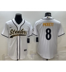 Men's Pittsburgh Steelers #8 Kenny Pickett White Cool Base Stitched Baseball Jersey