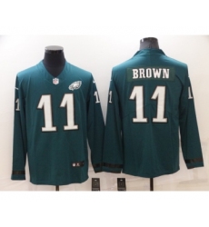 Men's Philadelphia Eagles #11 A. J. Brown Nike Green Therma Long Sleeve Limited Jersey