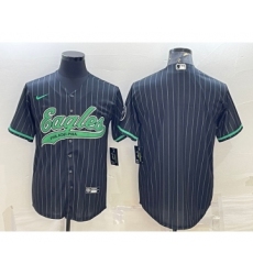Men's Philadelphia Eagles Blank Black With Patch Cool Base Stitched Baseball Jersey
