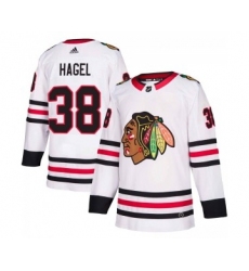 Men's Chicago Blackhawks #38 Brandon Hagel Adidas Authentic Away White Jersey