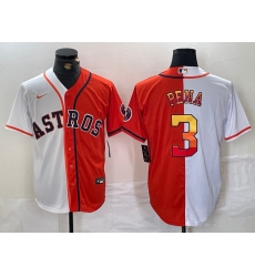 Men's Houston Astros #3 Jeremy Pena White Orange Split Stitched Baseball Jersey