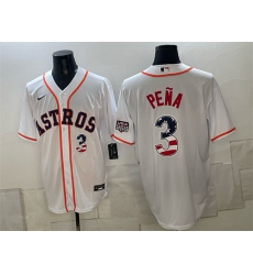 Men's Houston Astros #3 Jeremy Pena White USA 250 Fourth of July Home Stitched Baseball Jersey