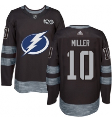 Men's Adidas Tampa Bay Lightning #10 J.T. Miller Authentic Black 1917-2017 100th Anniversary NHL Jersey