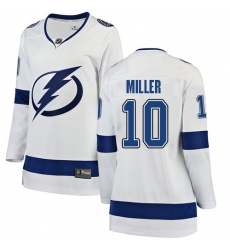 Women's Tampa Bay Lightning #10 J.T. Miller Fanatics Branded White Away Breakaway NHL Jersey