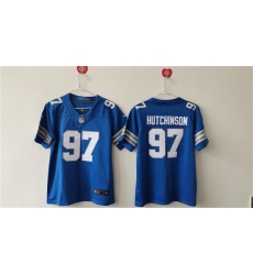 Women's Detroit Lions #97 Aidan Hutchinson Blue Vapor Football Stitched Jersey(Run Smaller)