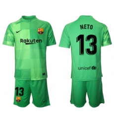 Men 2021-2022 Club Barcelona green goalkeeper 13 Soccer Jersey