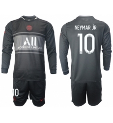 Men 2021-2022 Club Paris St German Second away black Long Sleeve 10 Soccer Jersey