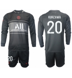 Men 2021-2022 Club Paris St German Second away black Long Sleeve blank Soccer Jersey