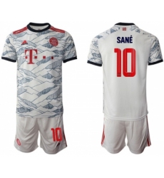 Men's FC Bayern München #10 Leroy Sané White Away Soccer Jersey with Shorts
