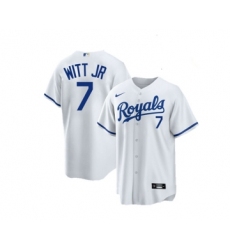 Men's Kansas City Royals #7 Bobby Witt Jr. White Cool Base Stitched Jersey