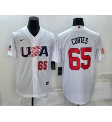 Mens USA Baseball #65 Nestor Cortes Number 2023 White World Classic Stitched Jersey
