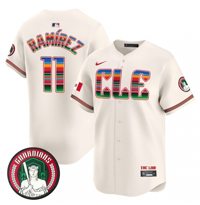 Men's Cleveland Guardians #11 José Ramírez Cream Mexico Vapor Premier Limited Stitched Baseball Jersey