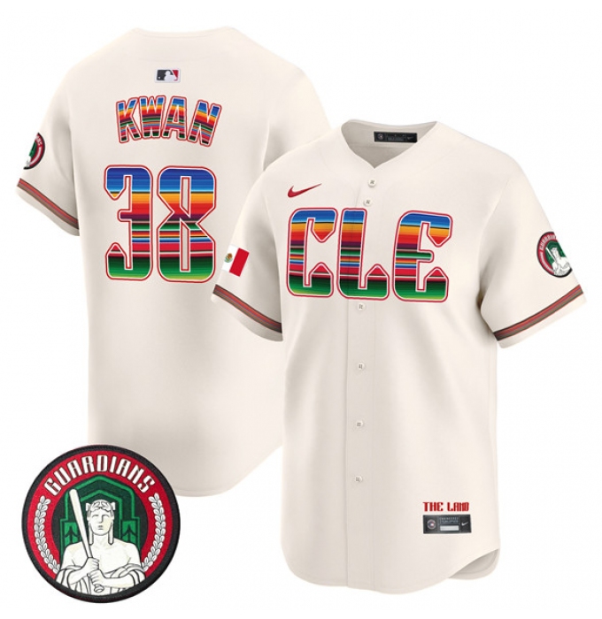 Men's Cleveland Guardians #38 Steven Kwan Cream Mexico Vapor Premier Limited Stitched Baseball Jersey