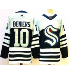 Men's Seattle Kraken #10 Matty Beniers Blue 2022 Reverse Retro Stitched Jersey