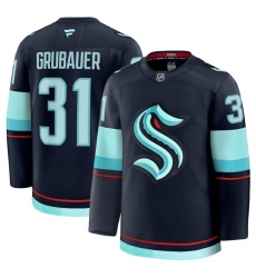 Men's Seattle Kraken #31 Philipp Grubauer Navy 2024-25 Home Stitched Hockey Jersey