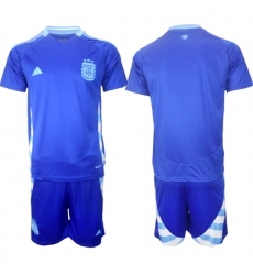 Men's Argentina Blank Blue 2024-25 Away SoccerJersey Suit