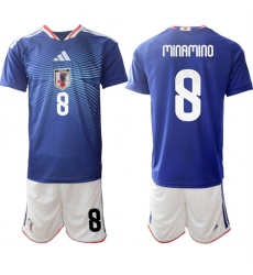 Men's Japan #8 MINAMINO National Team FIFA x World Cup 2026 Home Blue On Field Jersey