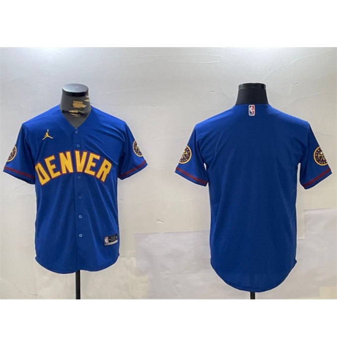 Men's Denver Nuggets Blank Blue With Stitched Jersey