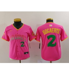 Youth San Diego Padres #2 Xander Bogaerts Pink Player Number Fashion Baseball Jersey