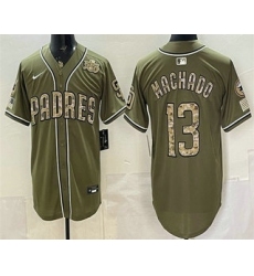 Men's San Diego Padres #13 Manny Machado Olive 2026 Armed Forces Day Jersey