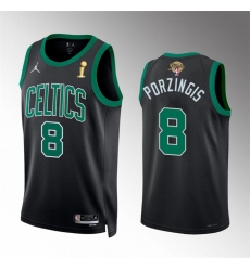 Men's Boston Celtics #8 Kristaps Porzingis Black 2024 Finals Champions Statement Edition Stitched Basketball Jersey