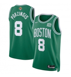 Men's Boston Celtics #8 Kristaps Porzingis Kelly Green 2024 Finals Icon Edition Stitched Basketball Jersey