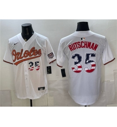 Men's Baltimore Orioles #35 Adley Rutschman White USA 250 Fourth of July Home Stitched Baseball Jersey