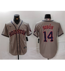 Men's Houston Astros #14 Mauricio Dubón Grey Cool Base Stitched Baseball Jersey