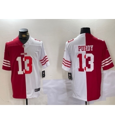 Men's San Francisco 49ers #13 Brock Purdy Red White Split Vapor Limited Stitched Jersey