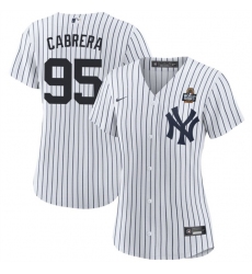 Women's New York Yankees #95 Oswaldo Cabrera White 2024 World Series Cool Base Stitched Baseball Jersey(Run Small)