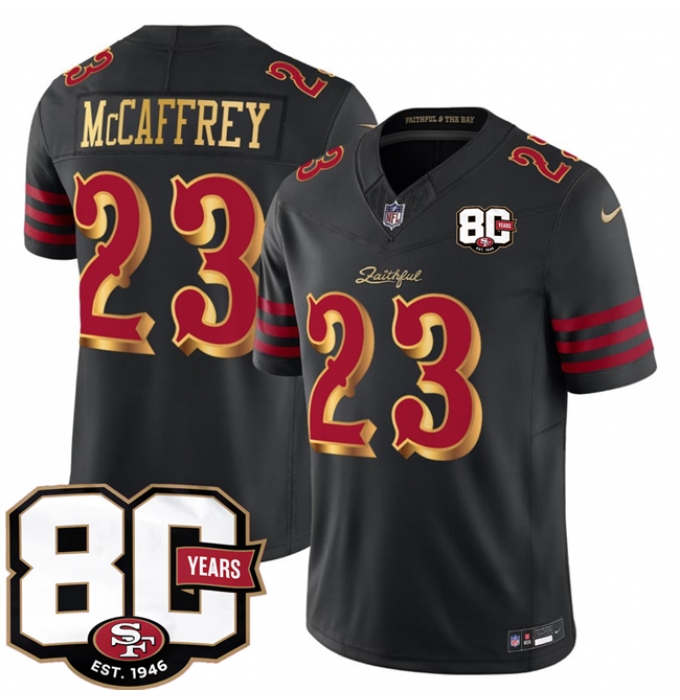 Men's San Francisco 49ers #23 Christian McCaffrey Black 80th Anniversary“Rivalries” 2026 F.U.S.E. Vapor Untouchable Limited Football Stitched Jersey