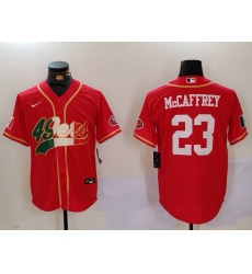 Men's San Francisco 49ers #23 Christian McCaffrey Red With Cool Base Stitched Baseball Jersey