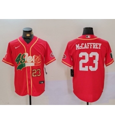 Men's San Francisco 49ers #23 Christian McCaffrey Red With Cool Base Stitched Baseball Jerseys