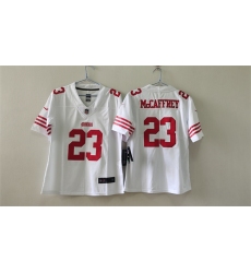 Women's San Francisco 49ers #23 Christian McCaffrey White Football Stitched Jersey(Run Small)