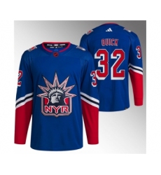 Men's New York Rangers #32 Jonathan Quick Blue Reverse Retro Stitched Jersey