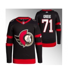 Men's Ottawa Senators #71 Ridly Greig Black Premier Breakaway Stitched Jersey