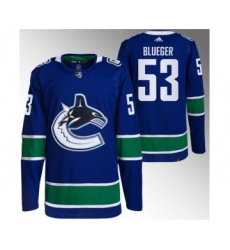 Men's Vancouver Canucks #53 Teddy Blueger Blue Retro Stitched Jersey