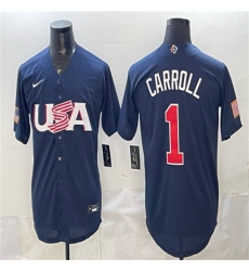 Men's USA Baseball #1 Corbin Carroll Navy World Baseball Classic Stitched Jersey