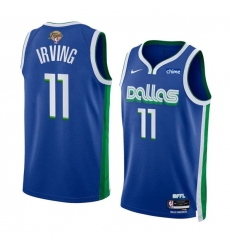 Men's Dallas Mavericks #11 Kyrie Irving Blue 2024 Finals City Edition Stitched Basketball Jersey