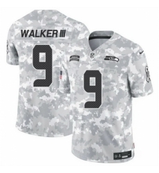 Men's Seattle Seahawks #9 Kenneth Walker III 2024 F U S E Arctic Camo Salute To Service Limited Stitched Football Jersey