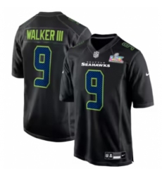Men's Seattle Seahawks #9 Kenneth Walker III Black Nike Super Bowl LX Carbon Fashion Game Jersey