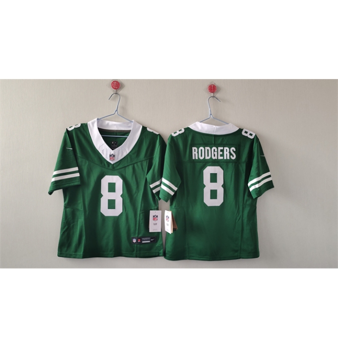 Women's New York Jets #8 Aaron Rodgers Green 2024 FU.S.E Vapor Football Stitched Jersey