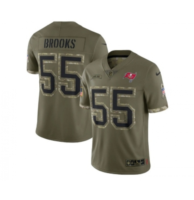 Men's Tampa Bay Buccaneers #55 Derrick Brooks 2022 Olive Salute To Service Limited Stitched Jersey