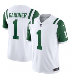 Men's New York Jets #1 Ahmad Sauce Gardner White 2024 Classic Alternate Vapor F.U.S.E. Limited Football Stitched Jersey