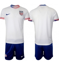 Men's American Team Custom 2024-25 White Home Soccer Jersey Suit