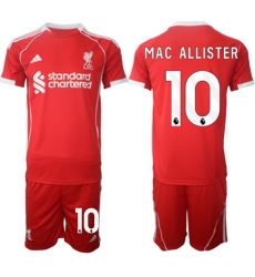 Men's Liverpool #10 Alexis Mac Allister 2025 Red Home Soccer Jersey Suit